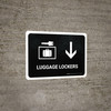 Luggage Lockers With Down Arrow Black Landscape - Wall Sign