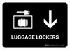 Luggage Lockers With Down Arrow Black Landscape - Wall Sign