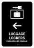 Luggage Lockers With Left Arrow Black Bilingual Spanish Portrait - Wall Sign