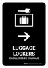 Luggage Lockers With Right Arrow Black Bilingual Portrait - Wall Sign Luggage Lockers With Right Arrow Black Bilingual Portrait - Wall Sign