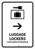 Luggage Lockers With Right Arrow White Bilingual Spanish Portrait - Wall Sign