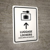 Luggage Lockers With Up Arrow White Bilingual Spanish Portrait - Wall Sign Luggage Lockers With Up Arrow White Bilingual Spanish Portrait - Wall Sign