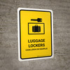 Luggage Lockers Yellow Bilingual Spanish Portrait - Wall Sign