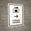 Luggage Lockers With Right Arrow White Portrait - Wall Sign Luggage Lockers With Right Arrow White Portrait - Wall Sign