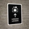 Luggage Lockers With Up Arrow Black Portrait - Wall Sign
