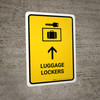 Luggage Lockers With Up Arrow Yellow Portrait - Wall Sign Luggage Lockers With Up Arrow Yellow Portrait - Wall Sign