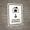 Luggage Lockers With Down Arrow White Spanish Portrait - Wall Sign