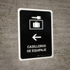 Luggage Lockers With Left Arrow Black Spanish Portrait - Wall Sign