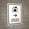 Luggage Lockers With Right Arrow White Spanish Portrait - Wall Sign