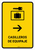 Luggage Lockers With Right Arrow Yellow Spanish Portrait - Wall Sign