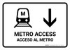Metro Access With Down Arrow White Bilingual Spanish Landscape - Wall Sign