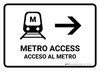 Metro Access With Right Arrow White Bilingual Spanish Landscape - Wall Sign