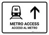 Metro Access With Up Arrow White Bilingual Spanish Landscape - Wall Sign