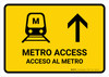 Metro Access With Up Arrow Yellow Bilingual Spanish Landscape - Wall Sign