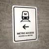 Metro Access With Left Arrow White Bilingual Spanish Portrait - Wall Sign
