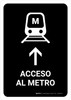 Metro Access With Up Arrow Black Spanish Portrait - Wall Sign