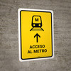 Metro Access With Up Arrow Yellow Spanish Portrait - Wall Sign Metro Access With Up Arrow Yellow Spanish Portrait - Wall Sign