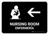 Nursing Room With Left Arrow Black Bilingual Spanish Landscape - Wall Sign