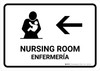 Nursing Room With Left Arrow White Bilingual Spanish Landscape - Wall Sign