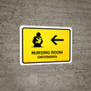 Nursing Room With Left Arrow Yellow Bilingual Spanish Landscape - Wall Sign