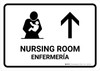 Nursing Room With Up Arrow White Bilingual Spanish Landscape - Wall Sign