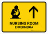 Nursing Room With Up Arrow Yellow Bilingual Spanish Landscape - Wall Sign Nursing Room With Up Arrow Yellow Bilingual Spanish Landscape - Wall Sign