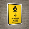 Nursing Room With Down Arrow Yellow Bilingual Spanish Portrait - Wall Sign