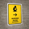 Nursing Room With Right Arrow Yellow Bilingual Spanish Portrait - Wall Sign