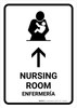 Nursing Room With Up Arrow White Bilingual Portrait - Wall Sign