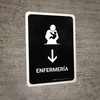 Nursing Room With Down Arrow Black Spanish Portrait - Wall Sign