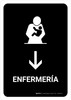Nursing Room With Down Arrow Black Spanish Portrait - Wall Sign