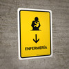 Nursing Room With Down Arrow Yellow Spanish Portrait - Wall Sign