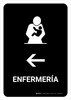 Nursing Room With Left Arrow Black Spanish Portrait - Wall Sign