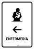 Nursing Room With Left Arrow White Spanish Portrait - Wall Sign