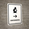 Nursing Room With Right Arrow White Spanish Portrait - Wall Sign