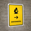 Nursing Room With Right Arrow Yellow Spanish Portrait - Wall Sign