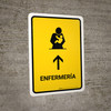Nursing Room With Up Arrow Yellow Spanish Portrait - Wall Sign