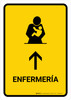 Nursing Room With Up Arrow Yellow Spanish Portrait - Wall Sign