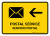 Postal Service With Left Arrow Yellow Bilingual Spanish Landscape - Wall Sign