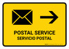 Postal Service With Right Arrow Yellow Bilingual Spanish Landscape - Wall Sign