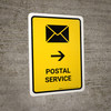 Postal Service With Right Arrow Yellow Portrait - Wall Sign Postal Service With Right Arrow Yellow Portrait - Wall Sign