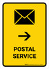 Postal Service With Right Arrow Yellow Portrait - Wall Sign Postal Service With Right Arrow Yellow Portrait - Wall Sign