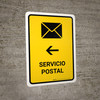 Postal Service With Left Arrow Yellow Spanish Portrait - Wall Sign
