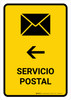 Postal Service With Left Arrow Yellow Spanish Portrait - Wall Sign