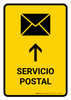 Postal Service With Up Arrow Yellow Spanish Portrait - Wall Sign