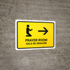 Prayer Room With Right Arrow Yellow Bilingual Spanish Landscape - Wall Sign Prayer Room With Right Arrow Yellow Bilingual Spanish Landscape - Wall Sign