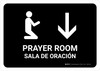 Prayer Room With Up Arrow Black Bilingual Spanish Landscape - Wall Sign