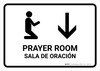 Prayer Room With Up Arrow White Bilingual Spanish Landscape - Wall Sign Prayer Room With Up Arrow White Bilingual Spanish Landscape - Wall Sign