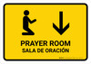 Prayer Room With Up Arrow Yellow Bilingual Landscape - Wall Sign Prayer Room With Up Arrow Yellow Bilingual Landscape - Wall Sign