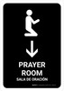 Prayer Room With Down Arrow Black Bilingual Spanish Portrait - Wall Sign Prayer Room With Down Arrow Black Bilingual Spanish Portrait - Wall Sign